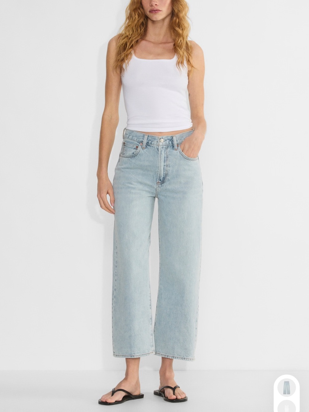 Denim Forum The Farrah Hi-Rise Wide Ankle Jean